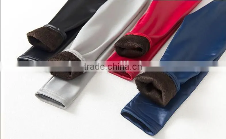 Wholesale Cheap Plain Mix Color Girls Winter Faux Leather Leggings