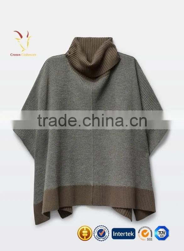 Women Winter Knitted Cashmere Poncho,Turtleneck Poncho for Women