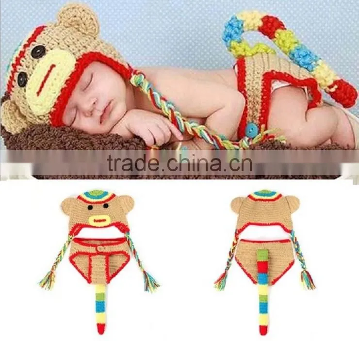 Knitted Animal Hats soft and colourful yarns Handmade baby clothing newborn crochet knit beanie hat set photography prop