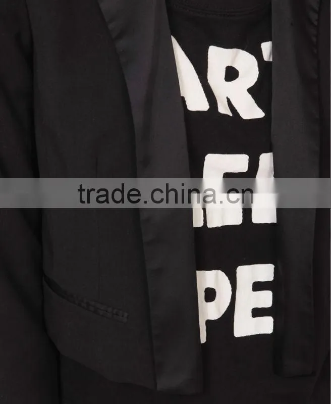 Satin Trim Cropped Blazer