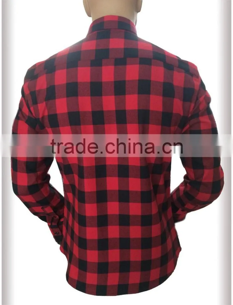 latest design Twill checked with contrast pocket casual men's shirt
