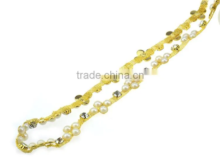 New Cup Chain Crystal Rhinestone &Pearl Chain Trimming for Garment