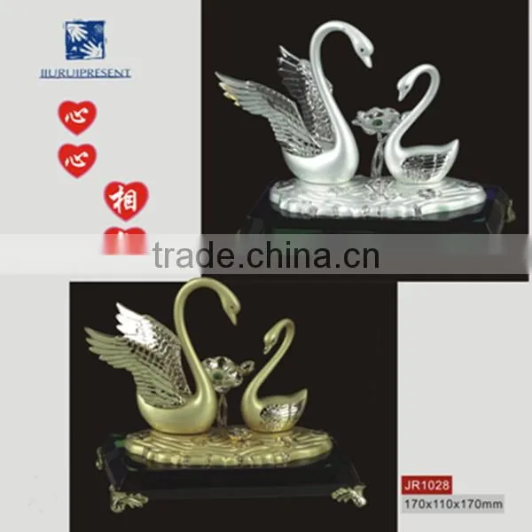 crystal glass swan model with crystal base-animal model