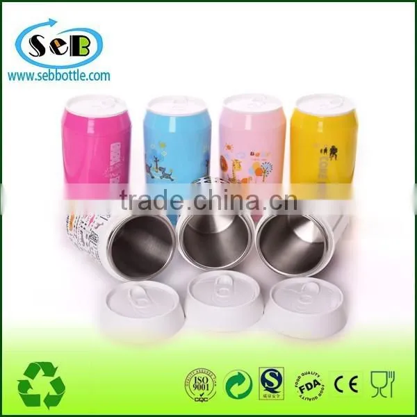 Lovely /colorful stainless steel inner plastic outer water bottle mini can