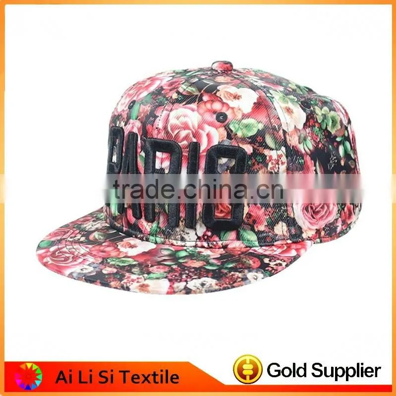 New Embroidery Flower Pattern Customize Snapback Hats,Floral Patern Hip Hop Snapback Caps,Fashion Caps