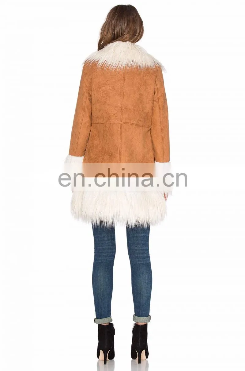 Lady's most fashion lady suede fur coat