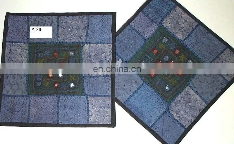 Indian Handmade Designer applique work cushion cover