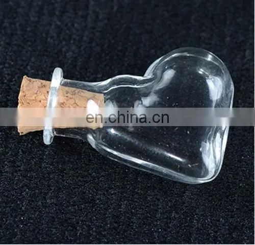 2ml Oblique heart-shaped perfume glass bottle with cork