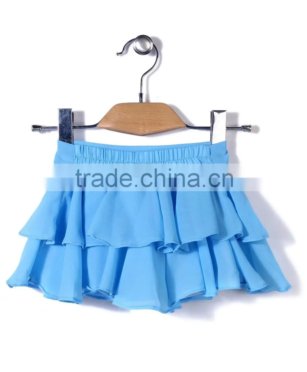 Pictures fashionable skirts 2016 kids sky blue ruffle midi skirt