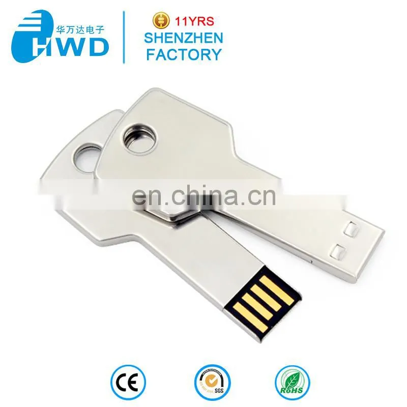 Low Price Custom Promotion Metal USB Stick USB 2.0 Popular Pen Drive Key Shaped USB Flash Drive