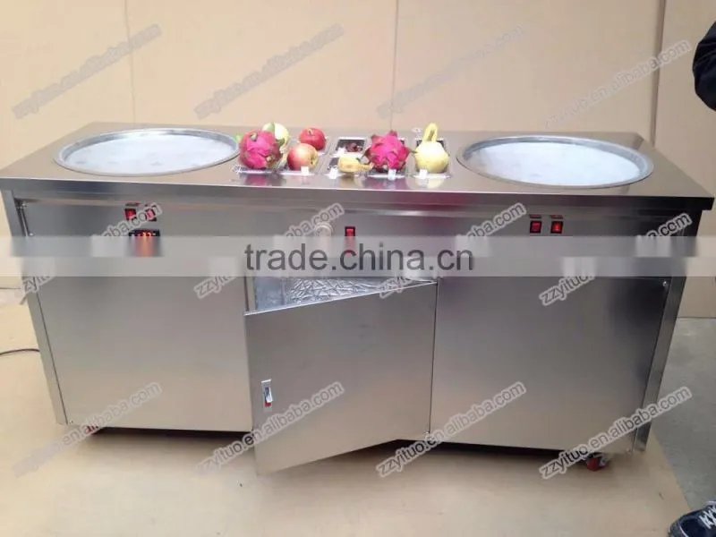 Double Pans Rolled Fry Ice Cream Machine