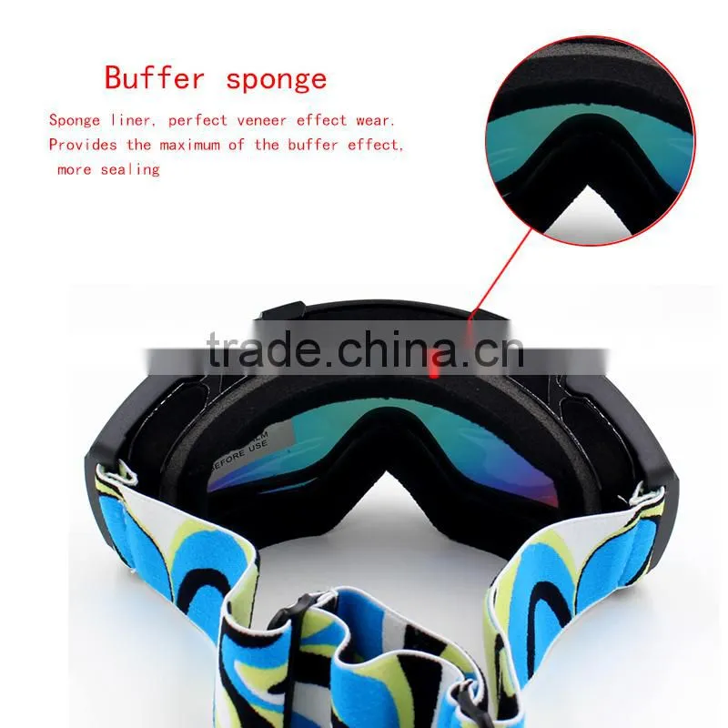 Fashion design spherical REVO lens waterproof anti shock snow ski goggles with white high ribbon strap
