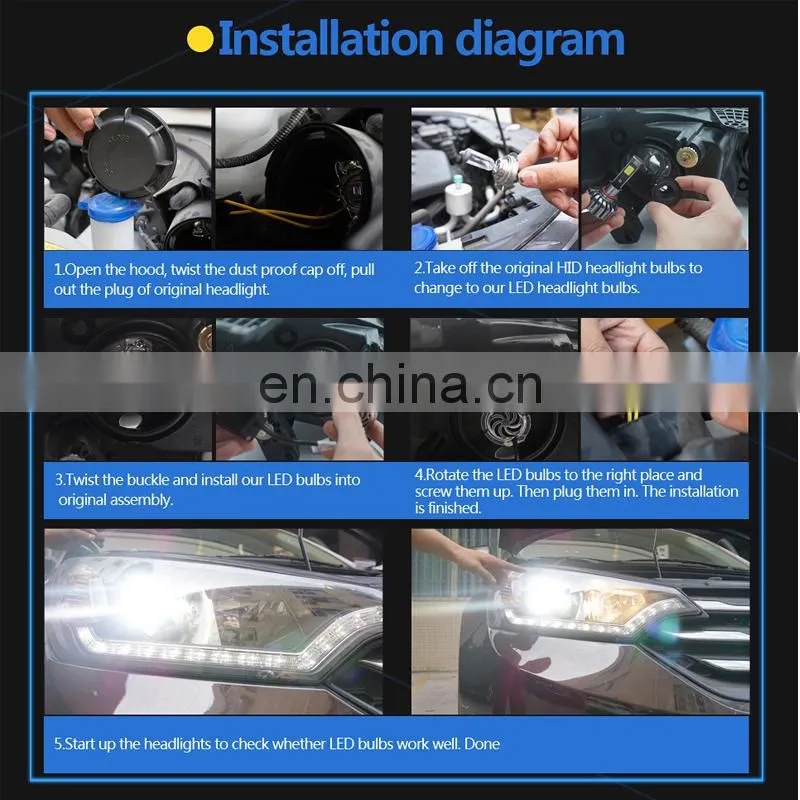 9006 High Power 80W LED Headlight Bublbs All-in-One Conversion Kit 8000 Lumen Headlamp For Upgrade Cars