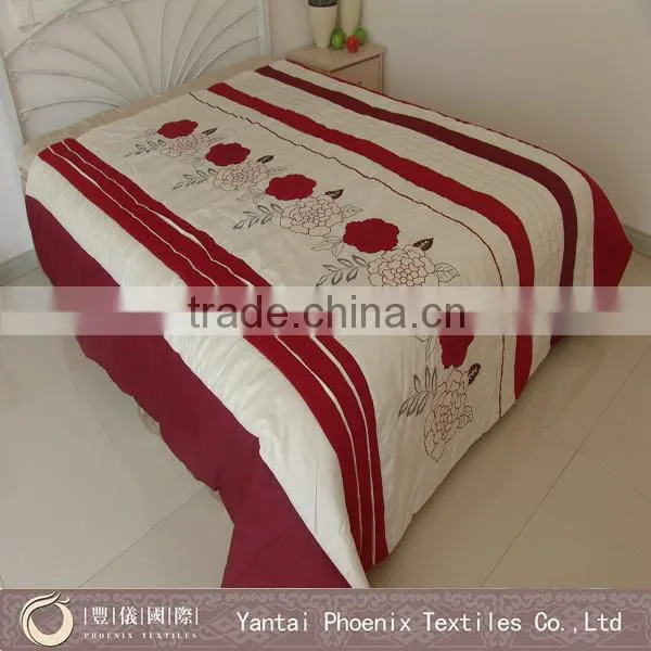 Chinese floral embroidery applique bedding