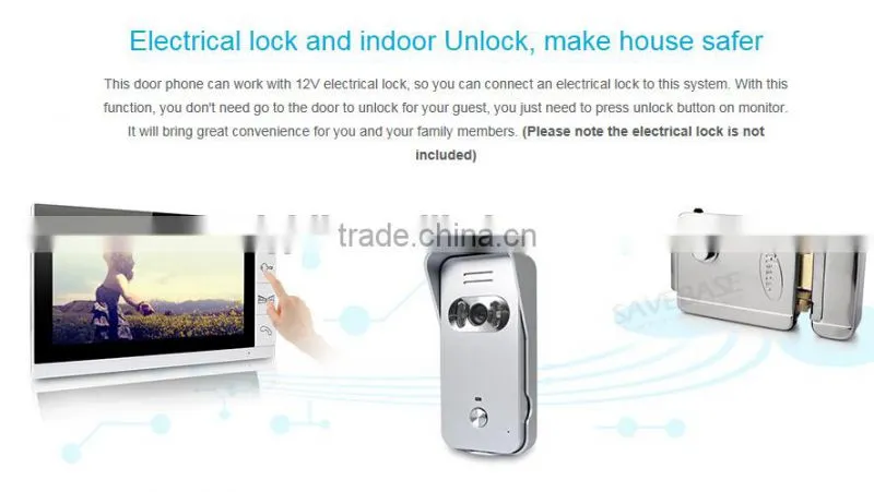 9" Video Door Phone Intercom Doorbell Security 1 Camera 2 Monitors Night Vision