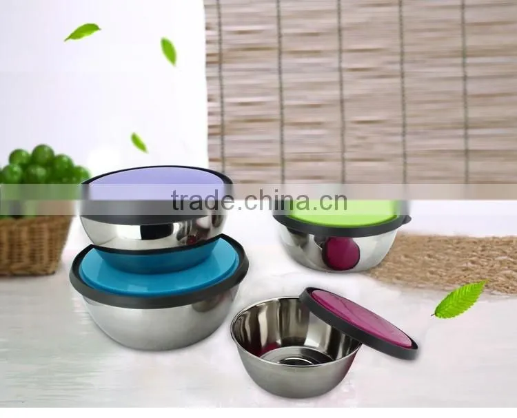high quality food storage box/stainless steel mixing bowl set/salad bowl set metal with lid