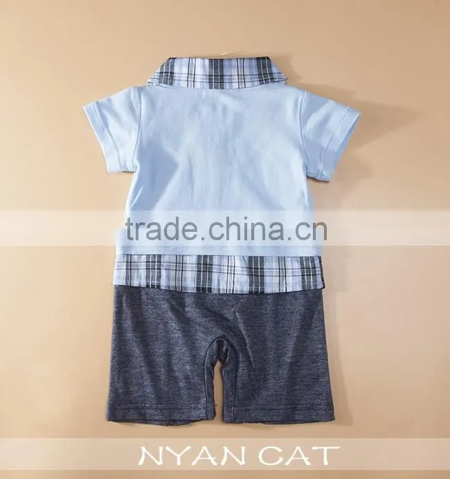 2016 New Arrival Baby Boy Kids Clothes Handsome Boy Jumpsuit Boy Lapel Rompers