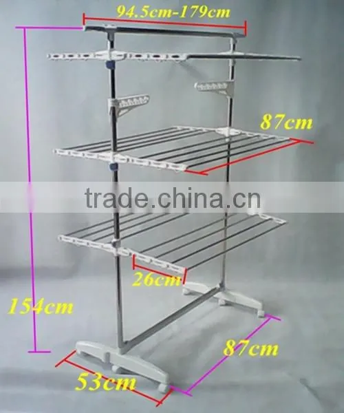 Folding Stainless Steel 3 Tiers Sliding Clothes Rack