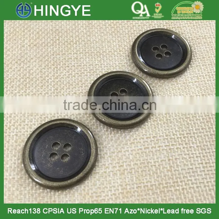 wholesale antique brass 4 holes sew buttons for coat