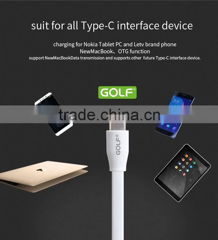 GOLF Original 1M type-c quick charge and data cable 2.1A TPE flat wire cable for type-c device