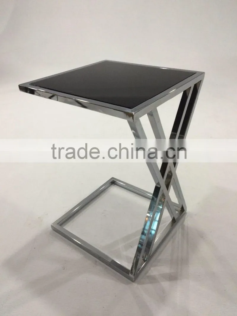 Modern Black Metal Glass Coffee Table