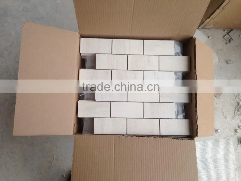 Brick pattern Moca cream marble mosaic tile