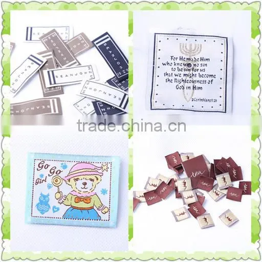 Customized satin woven label for clothing, wholesale garment woven label tags