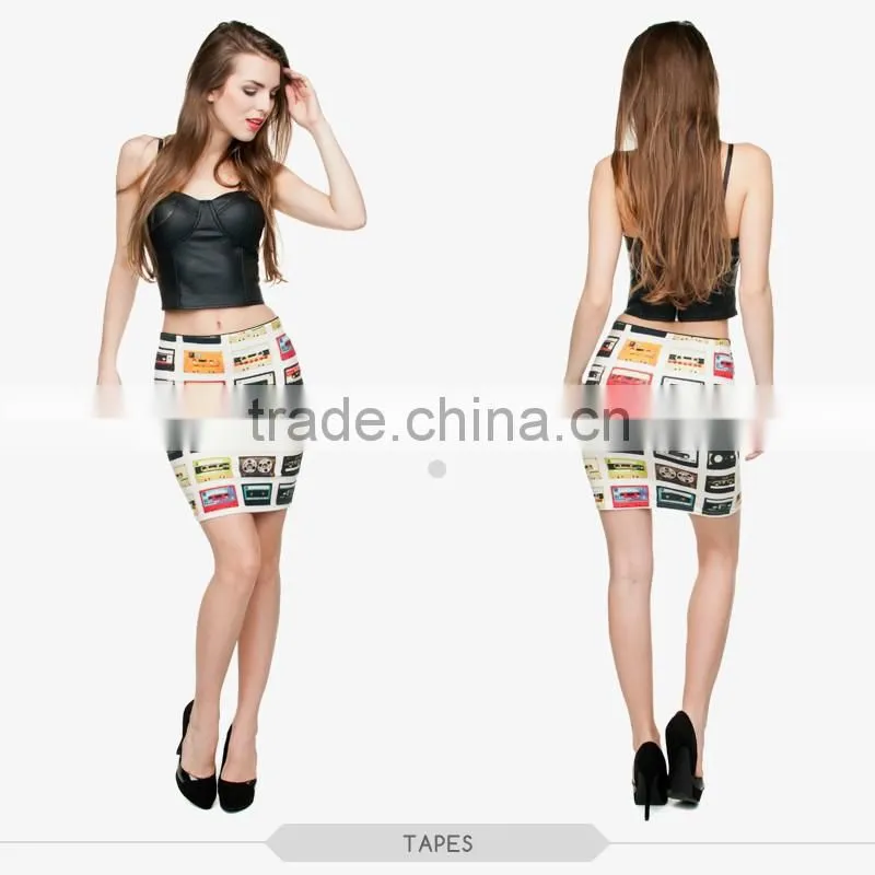 Women's fashion girls tight hot mini skirt high quality 3d digital full print custom hot sale tube stretchy summer skirt