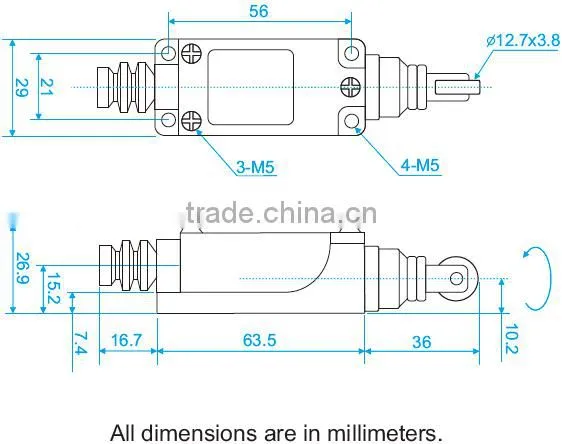 Limit Switch with Cross Button Plunger
