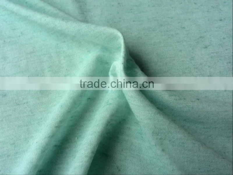 Polyester ramie slub like single jersey fabric