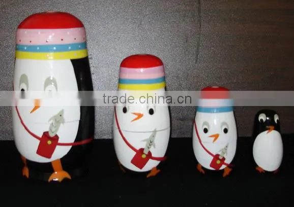 Wooden Russian doll, 5pc Purple Rolly/Polly Nesting Babushka doll set