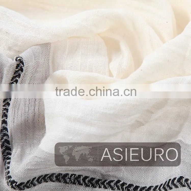 yarn dyed cotton scarf with special edges , BSCI and sedex approved
