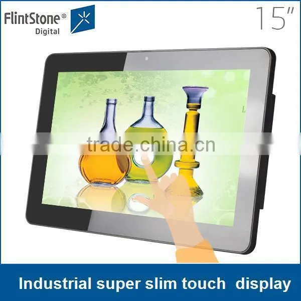 15" LED LCD display capacitive touch screen , touch screen android 3g advertising, POP sofaware digital advertising tv screen