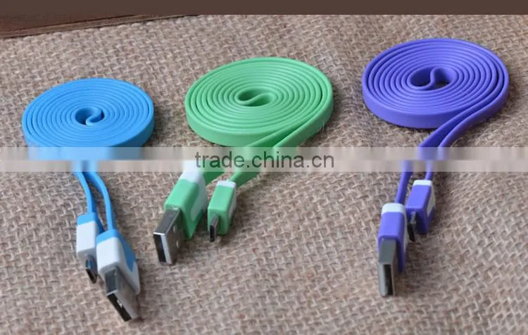 1M Colorful Noodle usb micro cable for Blackberry