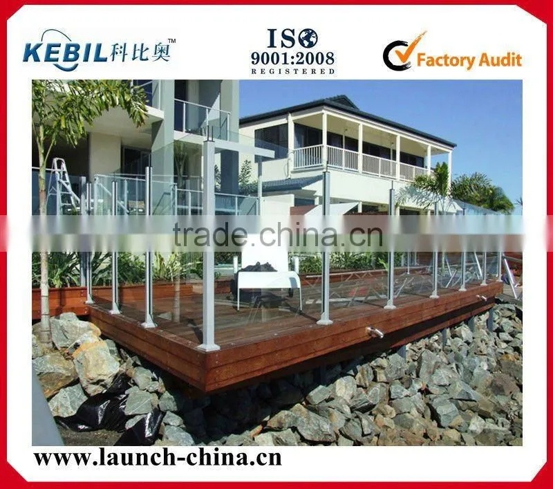 glass balcony railing stainless steel mini top rail / handrail slot