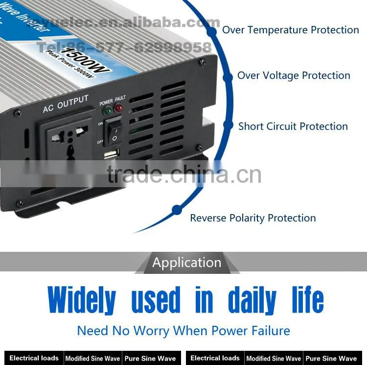 OPIP-1500-2-24 High efficiency 60Hz 24v 220v 1500w solar power inverter