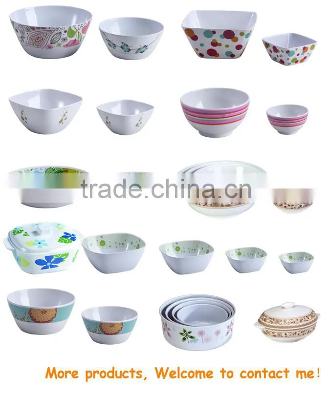 Solid color melamine mixing bowl set