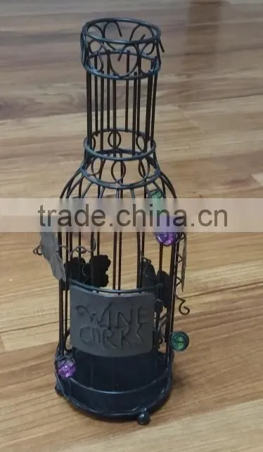 wine bottle shaped classical baking finish metal wine cork holder