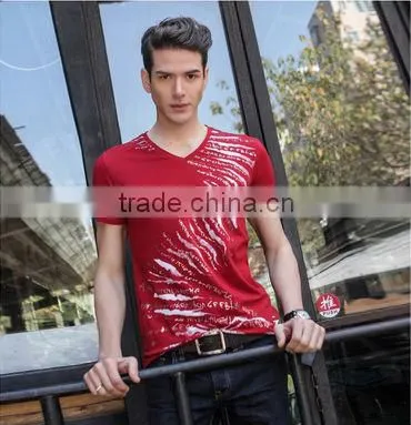 Fashion Summer Printed V-neck Men's T Shirt Design