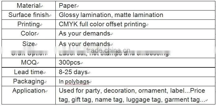 Wholesale Blank Paper Custom Luggage Tag