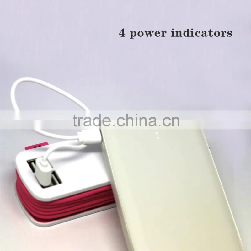 2016 new hot selling design real capacity leather 10000mah usb battery charger