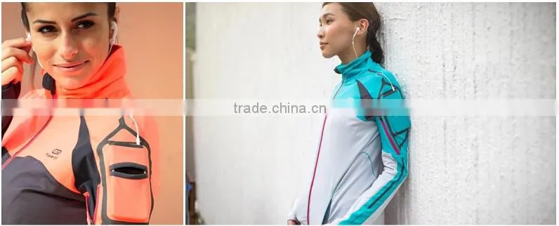 Women's 90% Dri-Fit 10% Spandex Running Jackets with Cell Phone Pocket at Upper Arm, Moisture Wicking Running Wear for Women