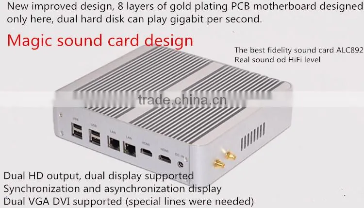 mini pc/mini chassis dual N2810/fanless HTPC/tv box/industrial personal computer with All aluminum 8GB DDR3 1600MHz