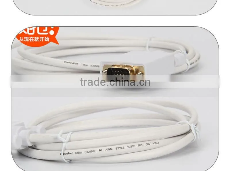 Gold palted Mini Display port to VGA convert dongle in white