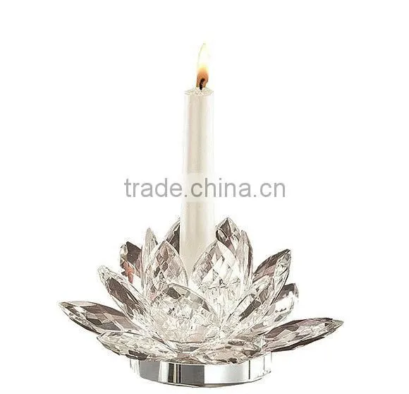 Gorgeous Crystal Doule Pillar Tall Glass Candle Holders / Crystal Candlesticks for wedding