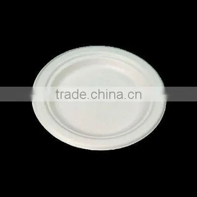 9" 3-grid wide rim printable take away paper pulp bagasse plate