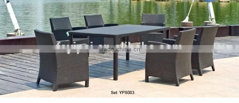restaurant furniture elegant rattan wicker high long table chairs dining set YPS032