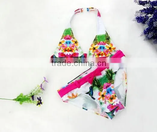 Baby Girls Kids 2 Pcs Sling Bikini Swimwear Floral Bather Swimmers Swimsuit