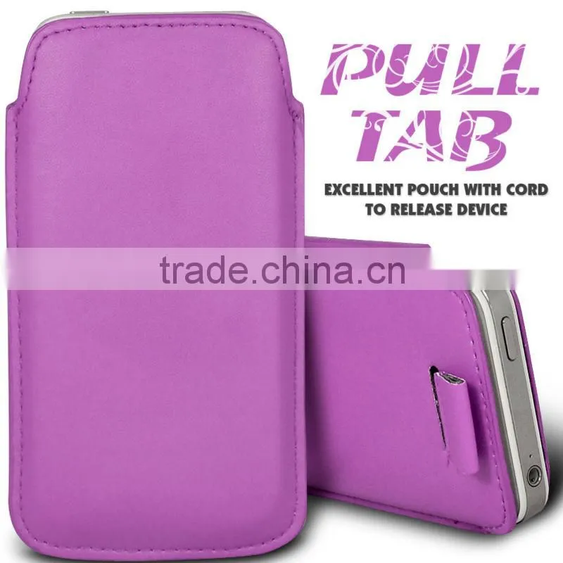 Wallytech Soft PU Leather Pull TAB Slip Pouch Case Cover For Samsung Galaxy S4 I9500 Pull Leather Case