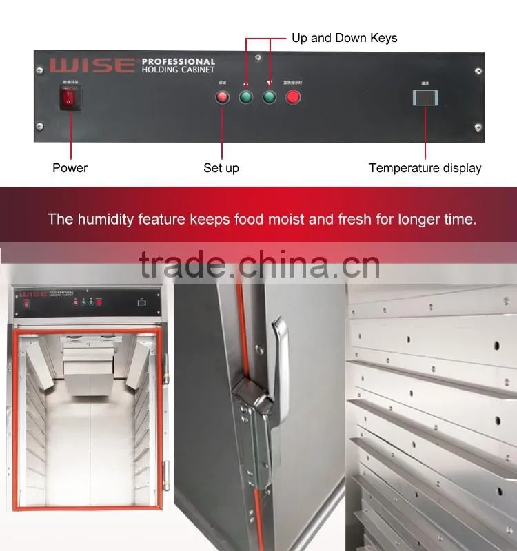 WISE 1140cm Commercial Upright Heated Holding Cabinet with Casters And Humidity Compensation